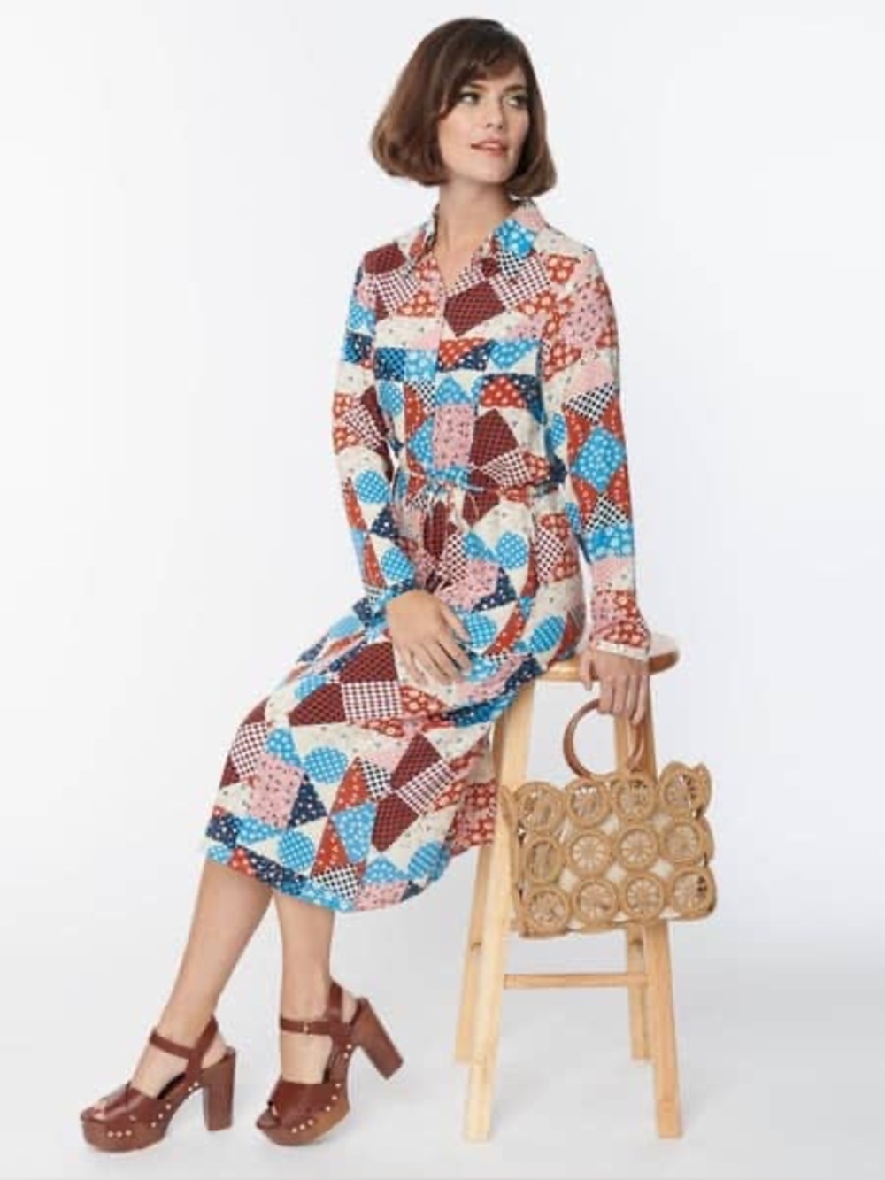 Compania Fantastica patchwork button up dress Size Small